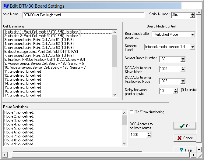 eastleigh DTM30 configuration